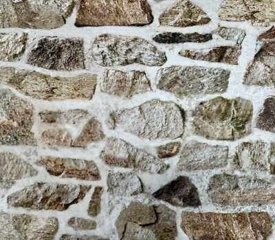 STEINMAUER Ziegelmauer Vorhang Baumwollstoff Material - doppelte Breite 280 cm BEIGE