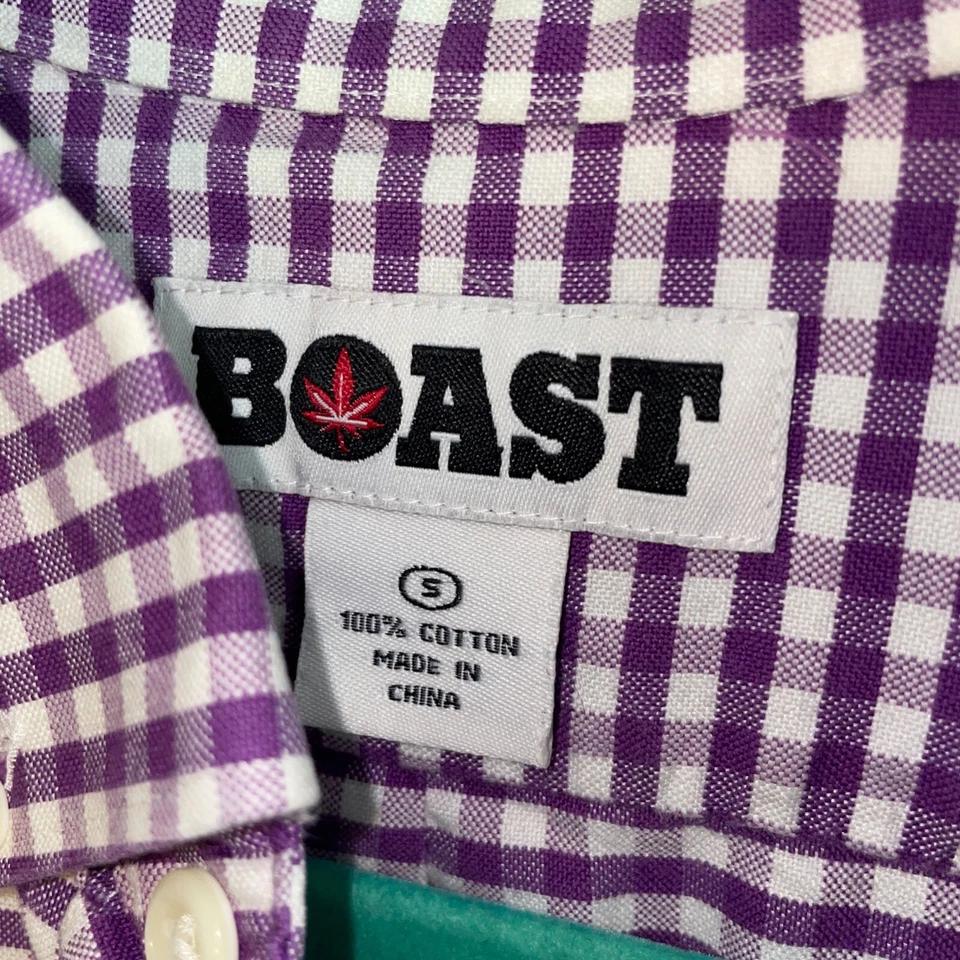 Usada en Excelente Condición Camisa Manga Larga Con Botones Púrpura Blanca Cuadros Para Hombre Talla Pequeña Foto 2 de 4