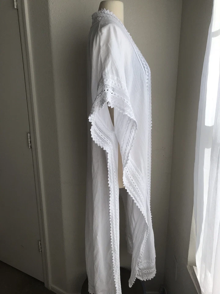 Sexy traje de baño con borde de ganchillo kimono blanco encubrimiento Lagenlook talla única para la mayoría Foto 3 de 4