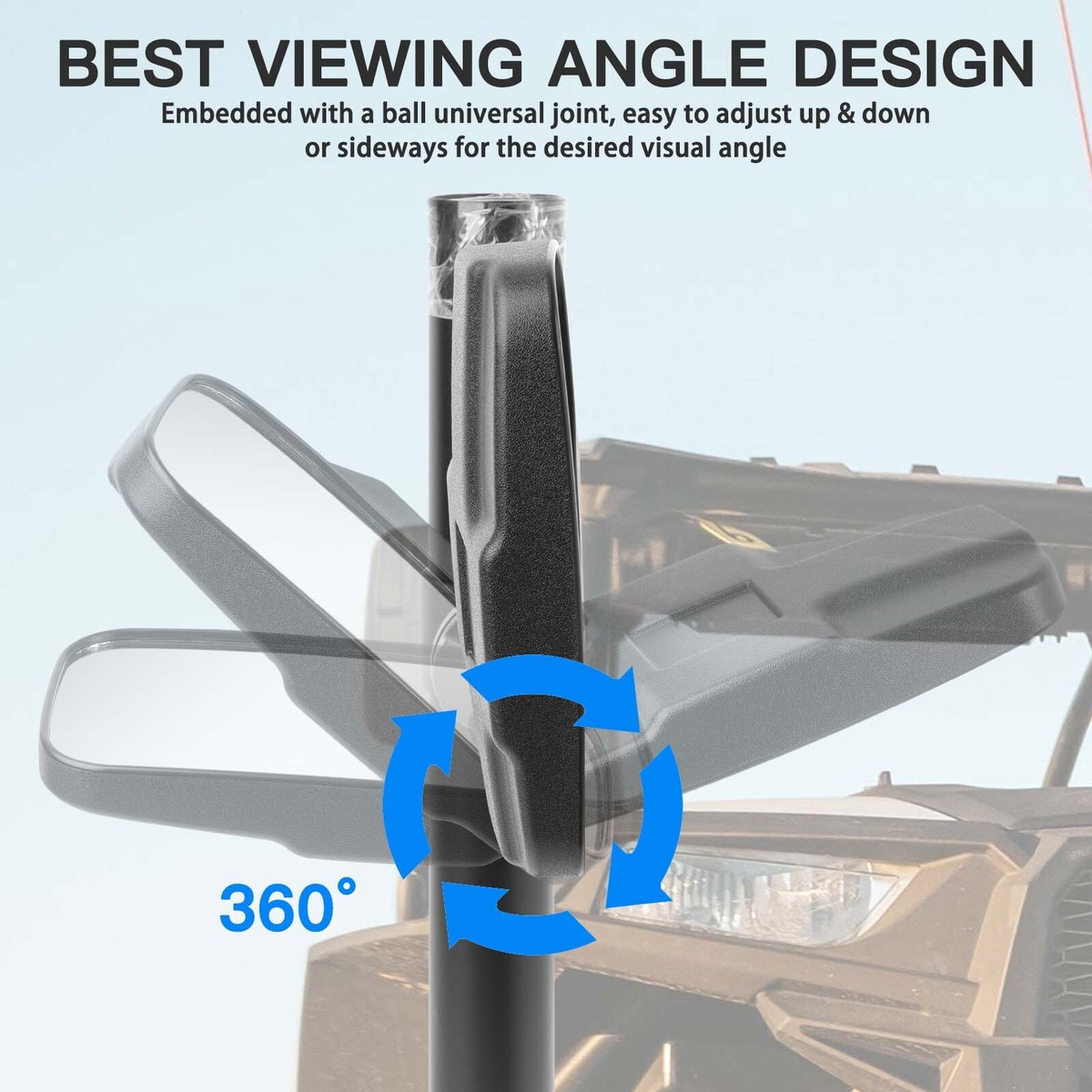 UTV For Kubota RTV 400/500/850/900(Up To 2021) Rear Center & Side View Mirrors - Foto 8