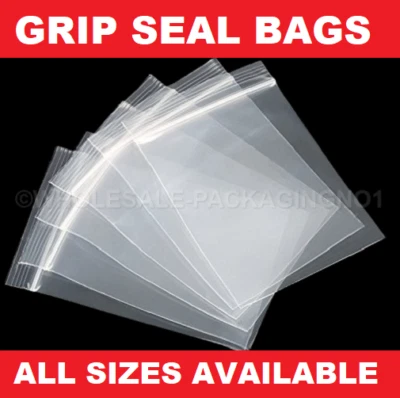 GRIP SEAL BAGS SELF RESEALABLE CLEAR POLYTHENE POLY PLASTIC ZIP LOCK BAGGIES
