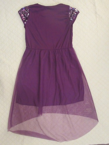 George Girls Dress Sequins Short Sleeve Sheer Layer Purple Size L (10-12) - Picture 2 of 7