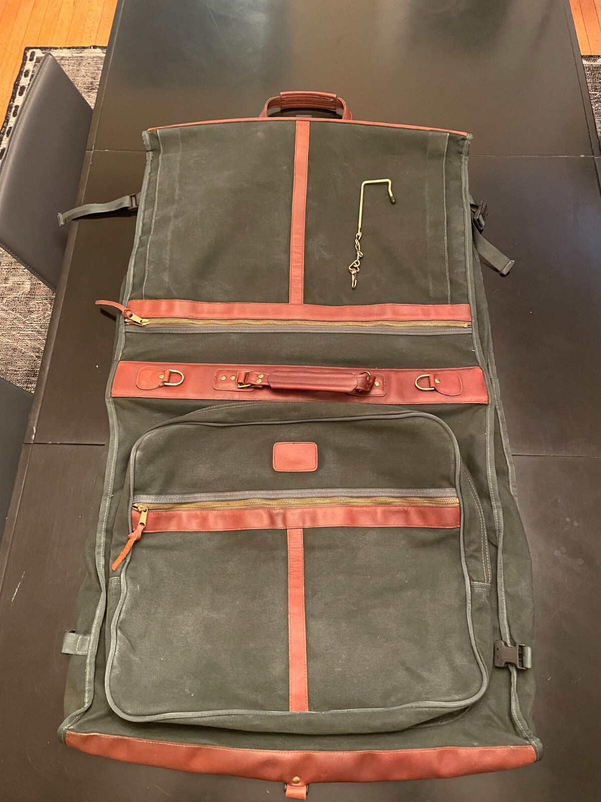 Vintage Orvis Garment Bag Gorkeys Battenkill Brown Leather Canvas Green