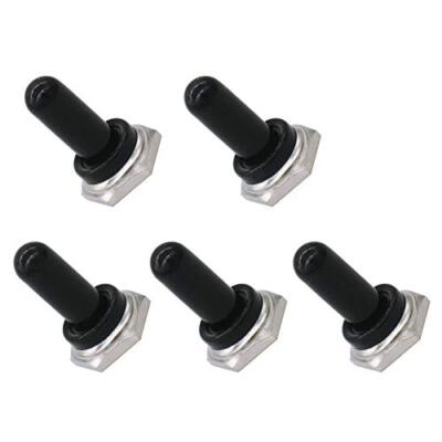 5pcs 12mm Toggle Switch Cover Rubber Knob Hat Waterproof Boot Cover Cap Black Te