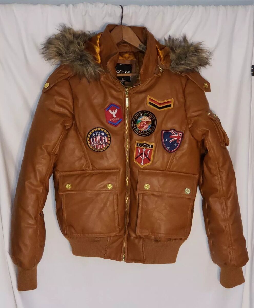 COOGI Brown Leather Bomber Jacket Rare Vtg 90's Hip Hop COOGI Brown Leather Bomber Jacket Rare Vtg 90's Hip Hop