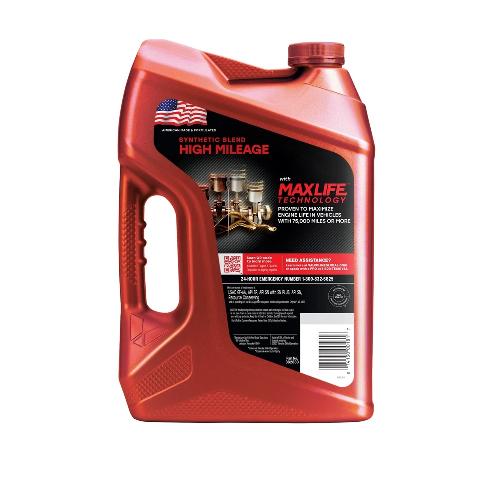 (Paquete de 3) Aceite de motor Valvoline alto kilometraje MaxLife 10W-30 mezcla sintética 5 cuartos de galón Foto 4 de 4