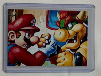 Mario Vs. Bowser Limited Edition Artist Signed ''Arm Wrestling'' Trading Card 6/10