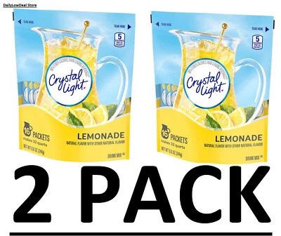 2 PACK - 16 Crystal Light Lemonade Mix Powdered Drink Mix (Total 32 Packets)