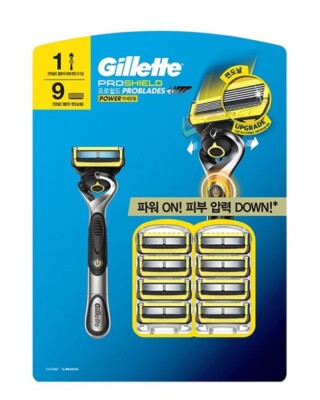 Gillette Proshield Power Blade 1 Rasierergriff + 9 Nachfüllkassetten