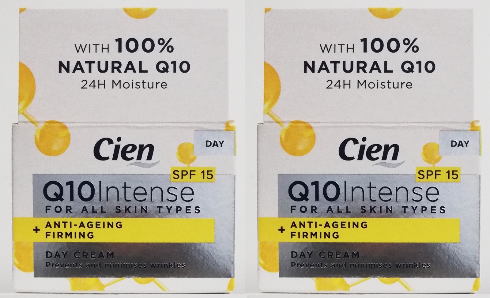 2 x Cien Q10 Intense Day Cream SPF15 Anti Ageing Firming Silicon Free 50ml Vegan eBay