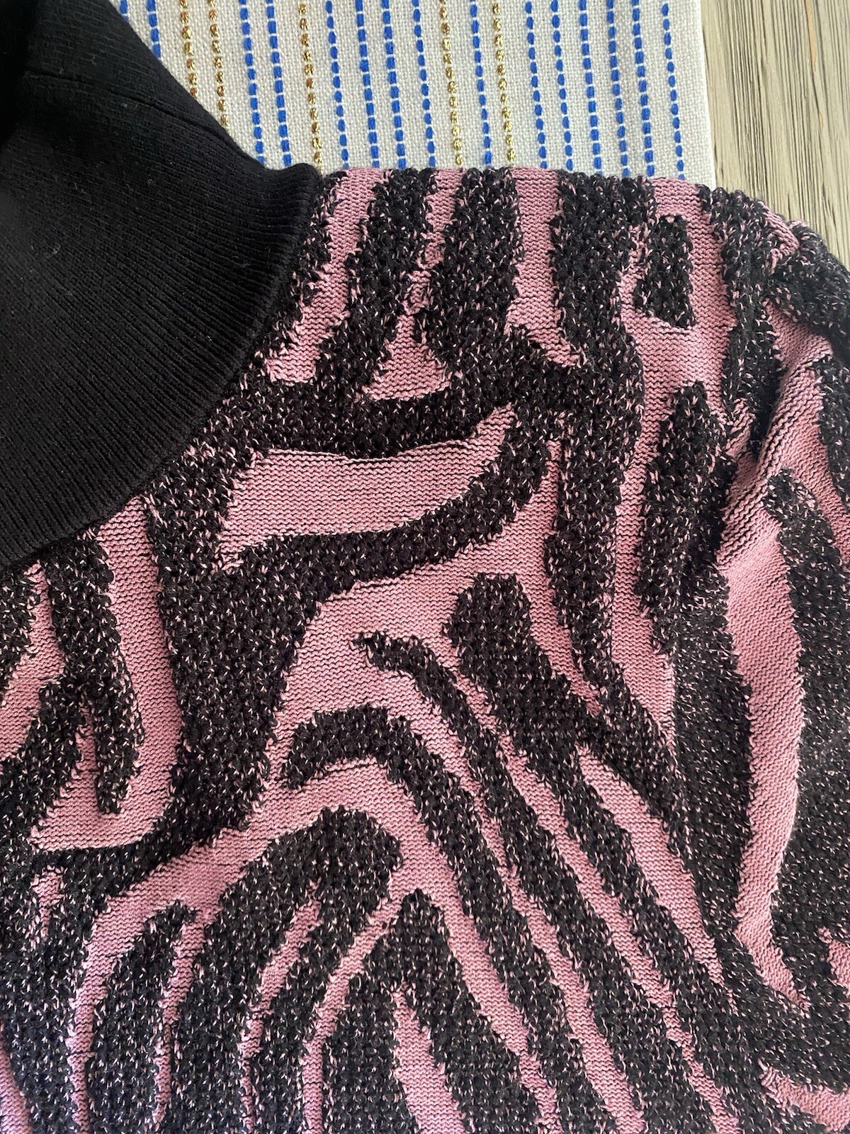 Dundas X Revolve Mini Sweater Knits Dress Womens  Sz M Black  And Pink Metallic image 6