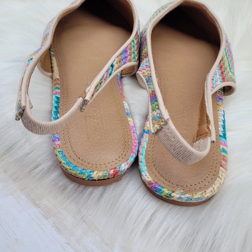 ASOS DESIGN Woven Lacy Slingback Ballet Flats Rainbow Multicolor Weave Size US 9 - Picture 10 of 15