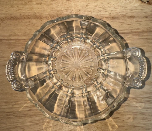Vintage Anchor Hocking Old Cafe Clear Depression Glass Candy or Nut Dish