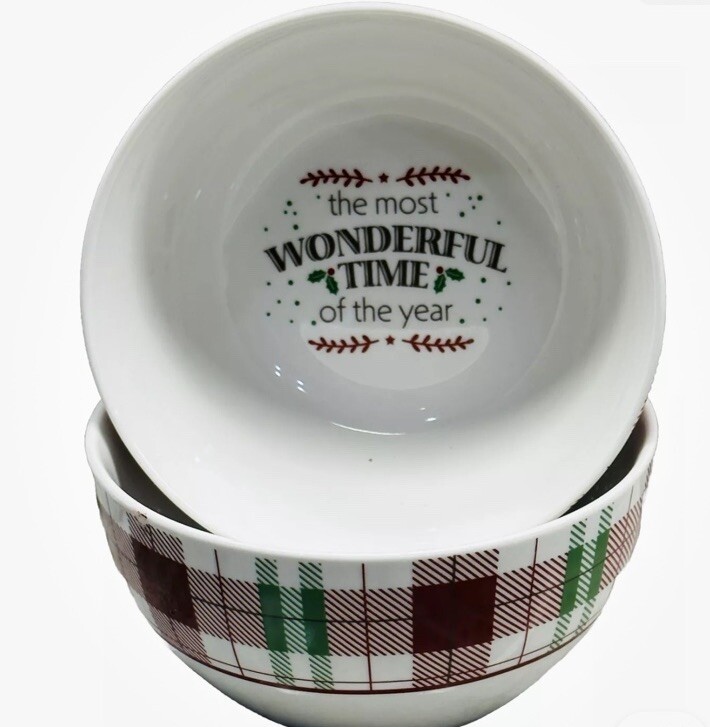 Royal Norfolk Christmas Ceramic Cereal Bowls Set of 2