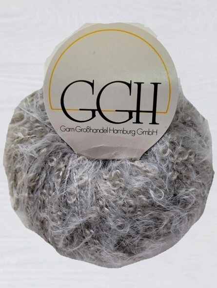 Lot 10 pelotes 51% mohair fantaisie bouclé GGH LAVITA Gris mastic. - Photo 1/2