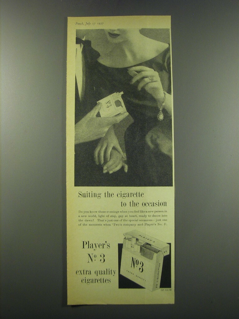 number 3 cigarettes 1957 Player's No. 3 Cigarettes Ad - Suiting the cigarette to the occasion