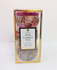 Decorative Scented Soy-Coconut Wax 3 Pc Mini Candle Tins Gift Boxed-Never Opened