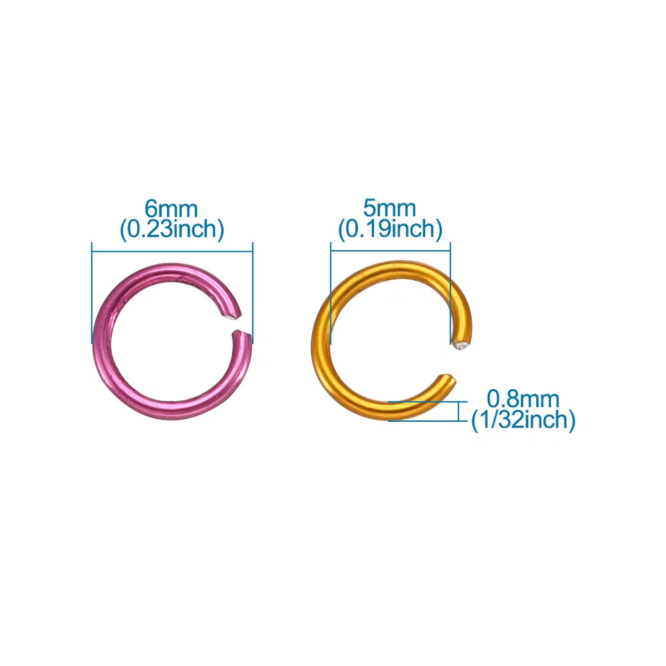1000 un./Caja Anillos de Salto Abiertos de Aluminio Lazo Sin Soldar 10 Colores Fornituras 6x0.8mm Foto 3 de 4