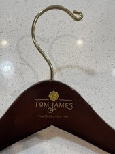 RARE 1 Vintage Tom James Polished Brown Wood Coat Clothes Suit Shirt Hanger