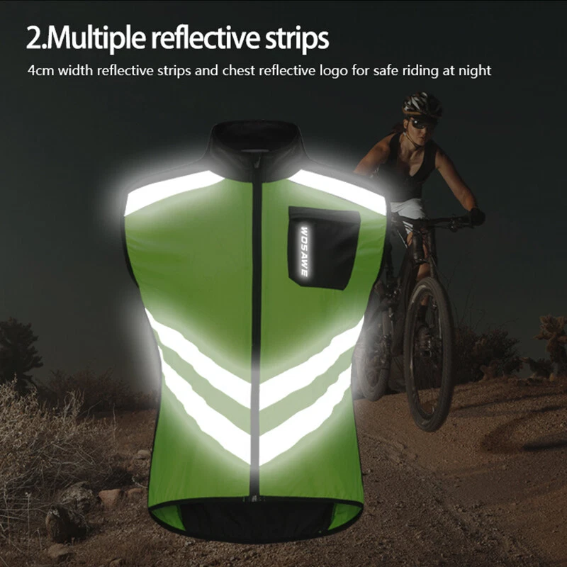 WOSAWE Hi-Vis Reflective Motorcycle Vest Motor Waistcoat Jacket MTB Cycling Tops - Image 4 of 4