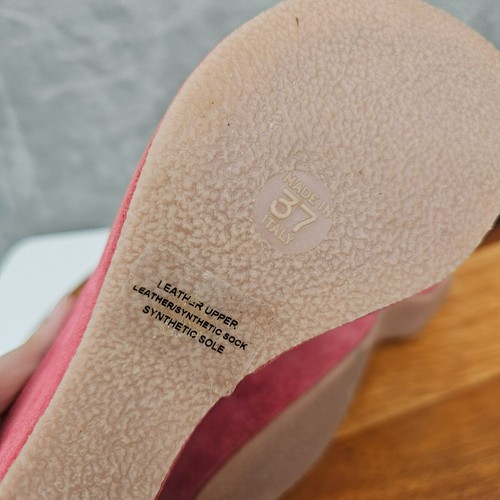 Sundance Plataforma Gamuza Tacones 6 Rosa Punta Abierta Cordones Cuero Italiano Coqueta - Imagen 3 de 13