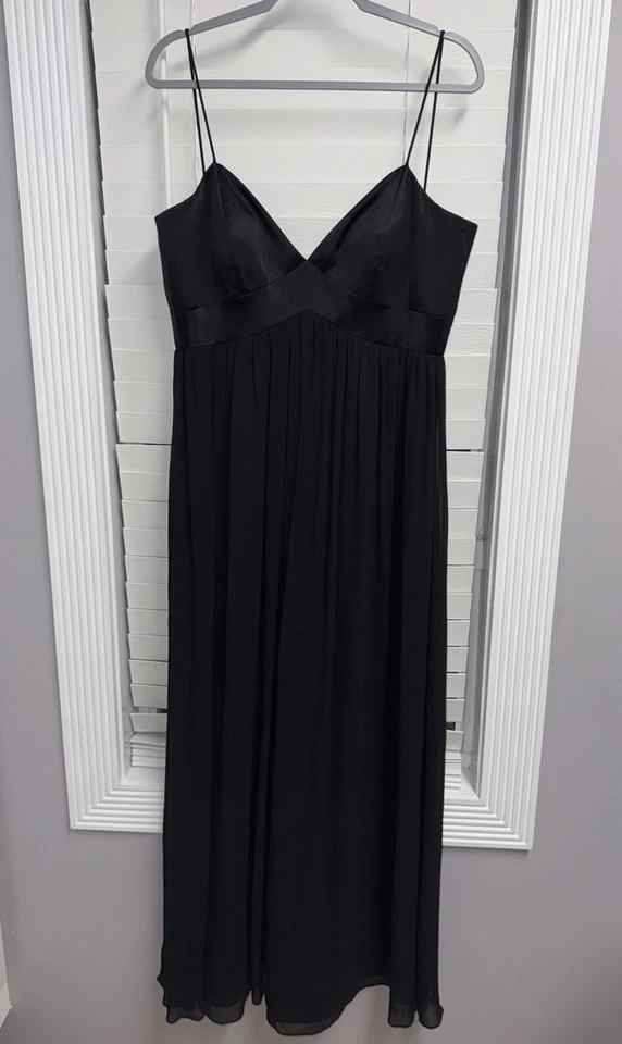 Maxi Vestido Negro Casa Blanca Mercado Seda Imperio Talla 10 Foto 3 de 4