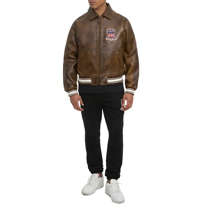 AVIREX sheepskin leather jacket ブラウン L Men's Brown Avirex Real Leather Bomber Jacket American Flight