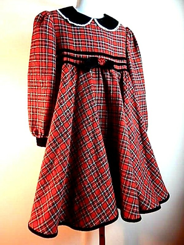 Vintage Red Plaid Christmas Party Dress Peter Pan Babydoll Swing School  Girl 6x | eBay
