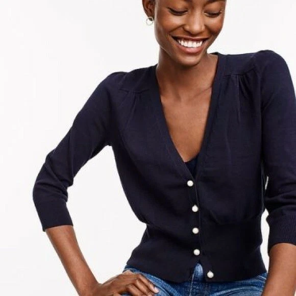 Suéter cardigã J.Crew ajustado novo com etiquetas~TAMANHO: XS~MARINHO