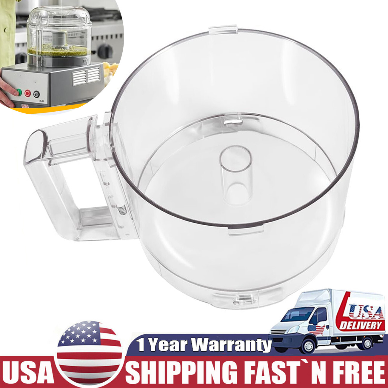 112203 Food Processor 3 Quart Clear Cutter Bowl For Robot Co