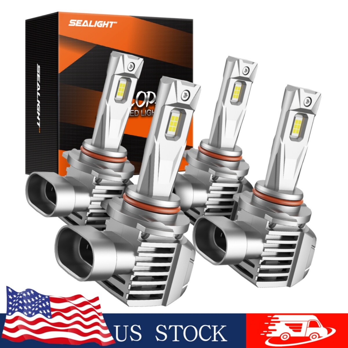 4xSEALIGHT 9005 9006 LED Headlight Kit Bulb Hi/Low Beam Super Bright White 200W