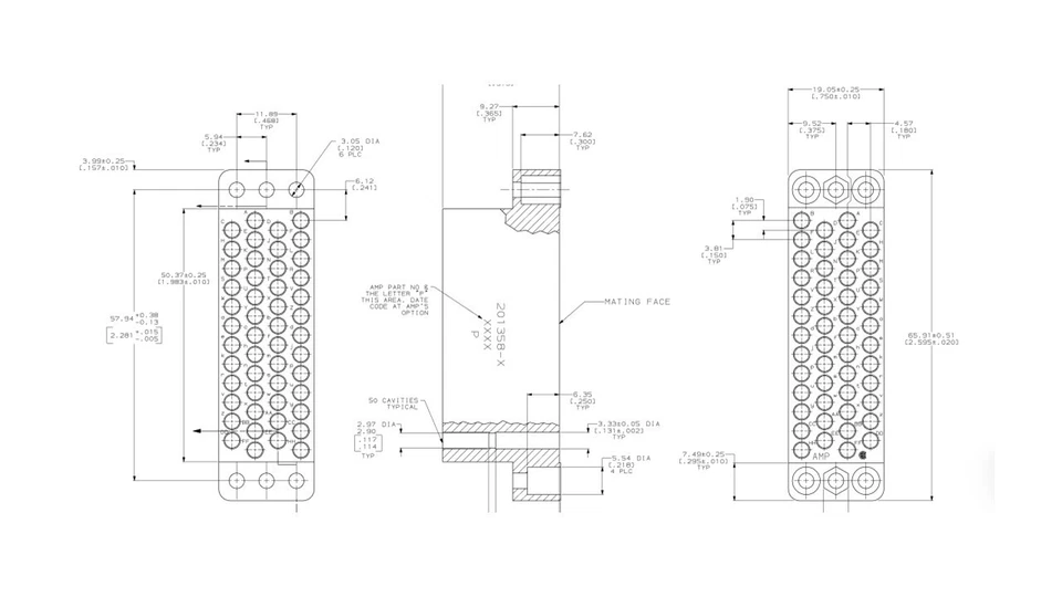 201358-1  AMP  Male Block 50 position Series M   Free Ship - Image 3 of 4