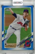 2021 Topps Chrome Cleveland Indians Shane Bieber Base Blue Refractor 074/150