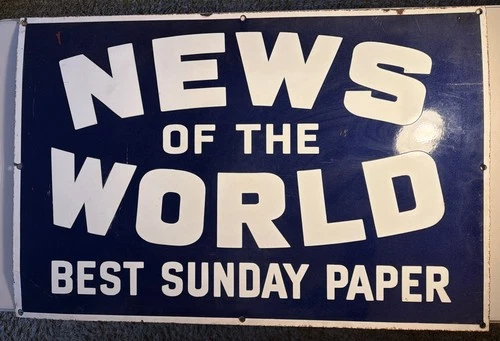 Vintage News of the World Best Sunday Paper Enamel Metal Sign - 36” x 24”