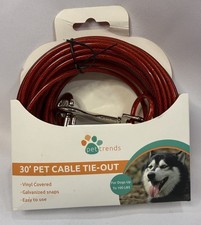 Pet Trends 30' Vinyl Covered Cable Tie Out For Dogs Up To 100 Lbs Pets T12