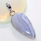 Blue Lace 925 Silver Plated Pendant 1.8" Stylish Jewelry Most Beautiful GW