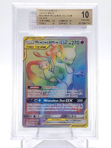 MEWTWO & MEW 2019 POKEMON UNIFIED MINDS SECRET RARE #242 PRISTINE BGS 10 Q0895
