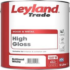 Leyland Trade Brilliant White Gloss Paint 5L Metal Wood Interior Exterior UK Pro