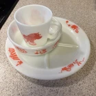 Vintage Pyrex Circus Set, Plate, Bowl, Cup