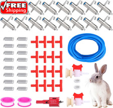 Automatic Rabbit Watering System 16PC Rabbit Waterer Kit | Include 16 Nipple Dri