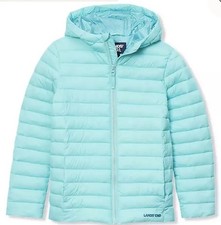 Lands End Insulated Hooded Jacket Blue Unisex Girls Size 8 Medium Ski Outdoor