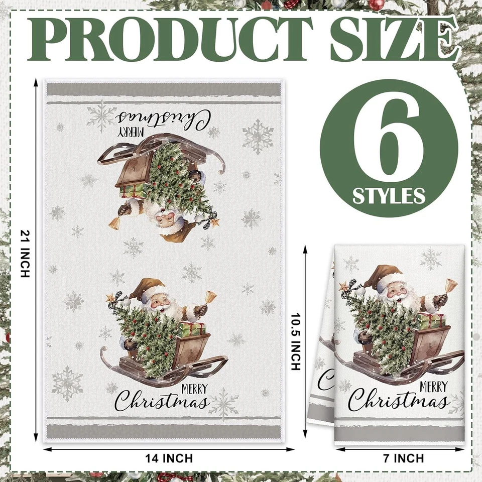 6 Piezas Toallas de Cocina de Navidad Toalla de Plato de Invierno, 21 x 14 Pulgadas Decorativas Neutras Foto 3 de 4