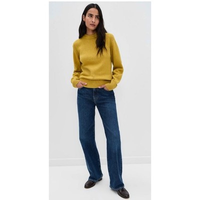 Aligne Dion Crewneck Sweater Hot Mustard Cotton Wool XL NWT $170