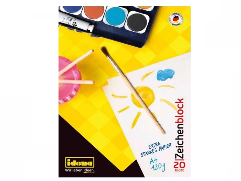 IDENA 40 Blatt Zeichenblock DIN A4 weiß 120g/m² extra stark Malblock block zeichnen
