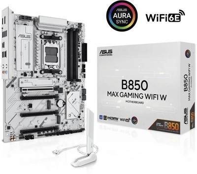 ASUS B850 MAX GAMING WIFI W - AMD AM5 ATX Motherboard, White PCB, DDR5
