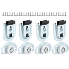 Sliding Closet Door Kit, 4 Bottom Rollers, 4 Top Brackets, Ball Bearing Wheels