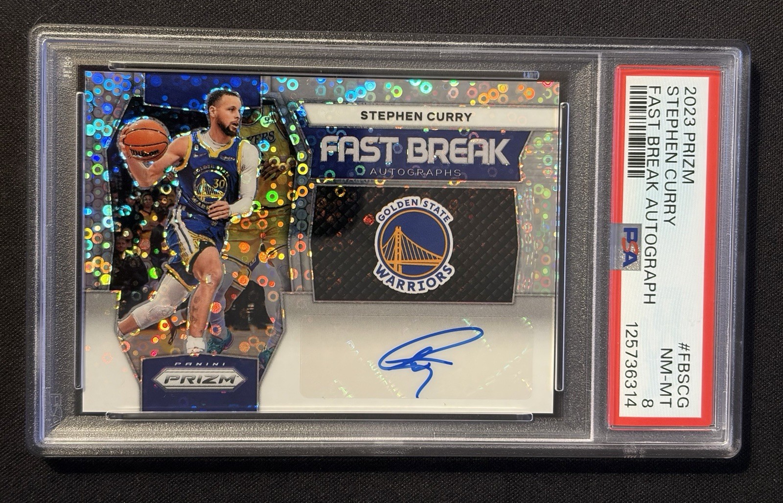 2023-24 Panini Prizm STEPHEN CURRY FAST BREAK AUTOGRAPH PSA 8 * LOW POP * 🔥 view 2