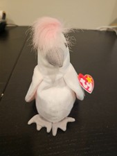 1997 / 1998 Original Ty Beanie Baby-Kuku Cockatoo Bird Plush Stuffed Toy w Tag