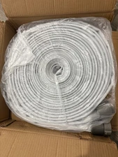 Fire Hose 100ft | White | 250 PSI, 1.5" | NST Aluminum Coupling | Open Box