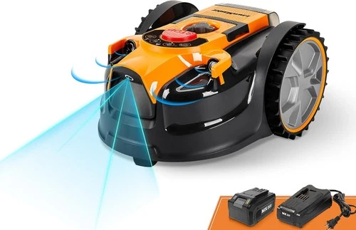 LawnMaster OcuMow™ VBRM601YCM Perimeter Wire Free Robot Lawn Mower Cuts Small